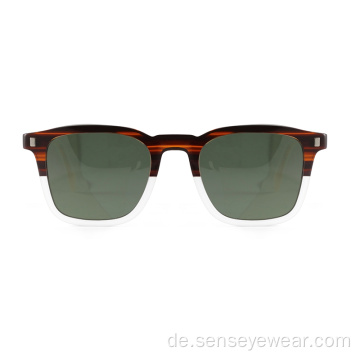 Quadratische trendige Sonnenbrille Vintage Acetat -Schräg -Sonnenbrille